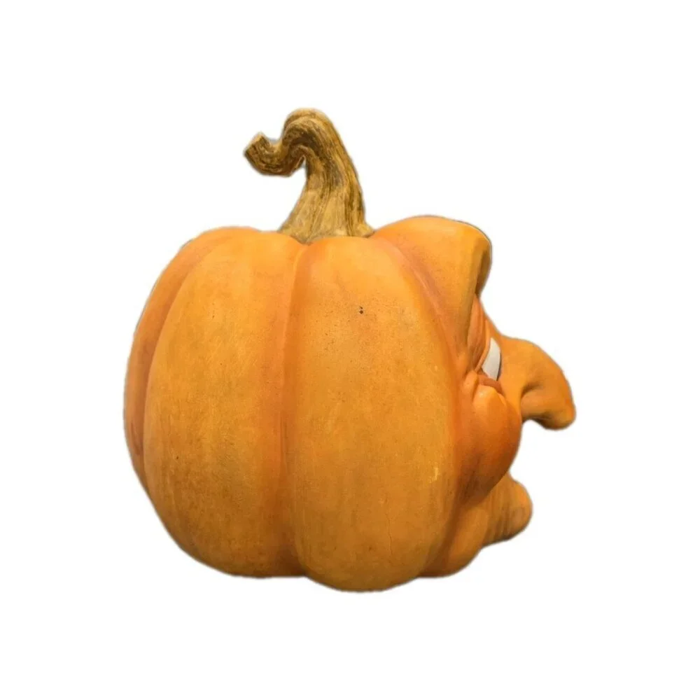 New Orange Old Lady Granny Witch Pumpkin Head Halloween Decor Figurine Statue